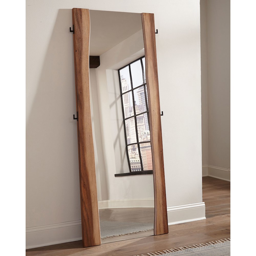 Winslow 31 x 76 Inch Standing Floor Mirror Smokey Walnut. Picture 5