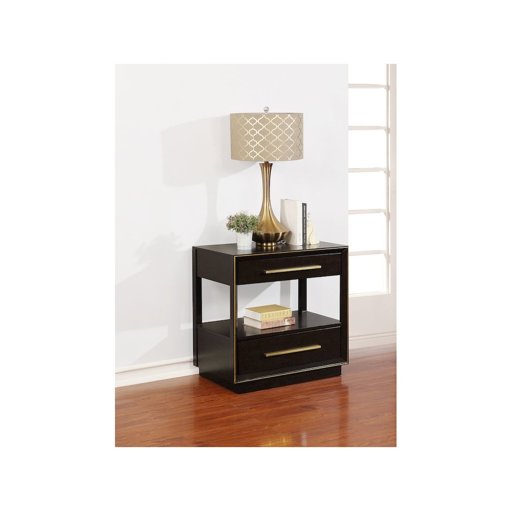 Durango 2-drawer Nightstand Smoked Peppercorn. Picture 9