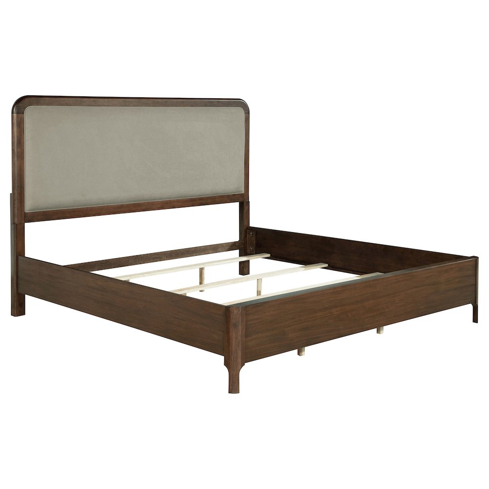 Maderia 57-inch Upholstered Eastern King Panel Bed Walnut. Picture 2