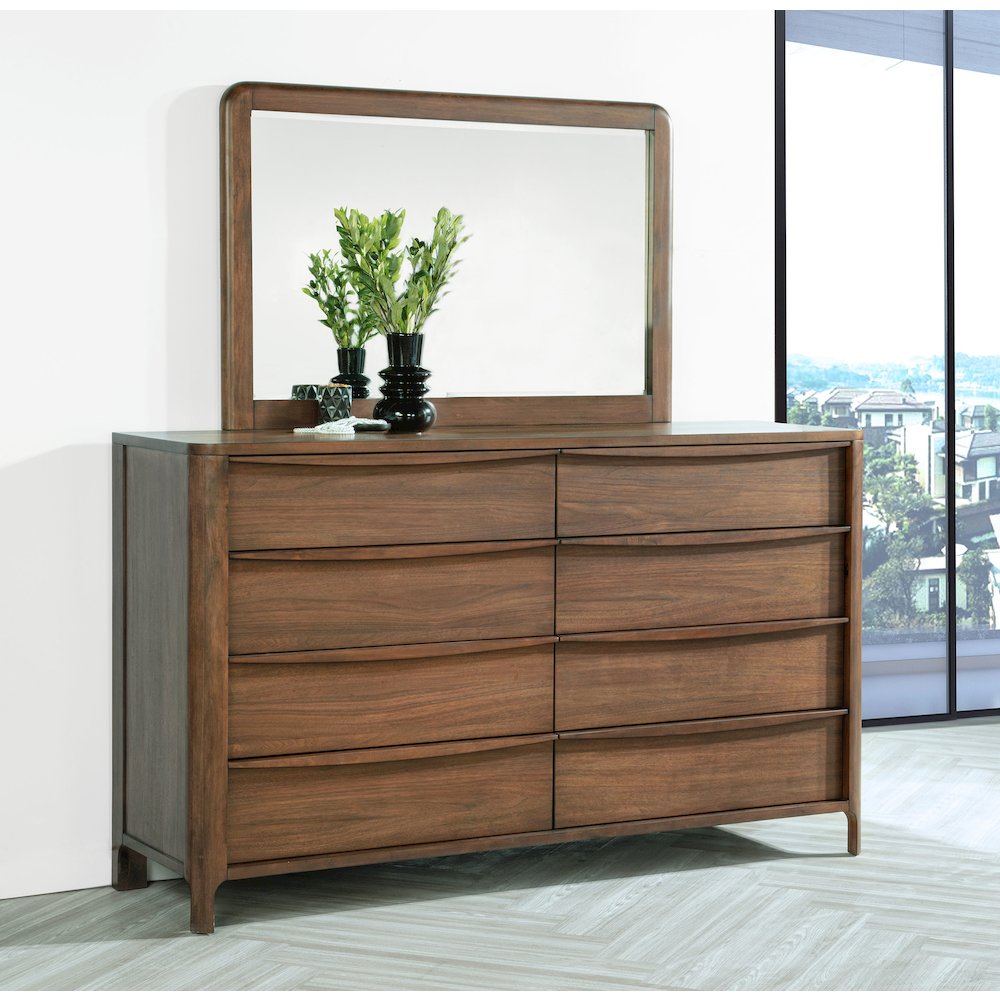 Maderia 8-drawer Dresser and Mirror Walnut. Picture 11