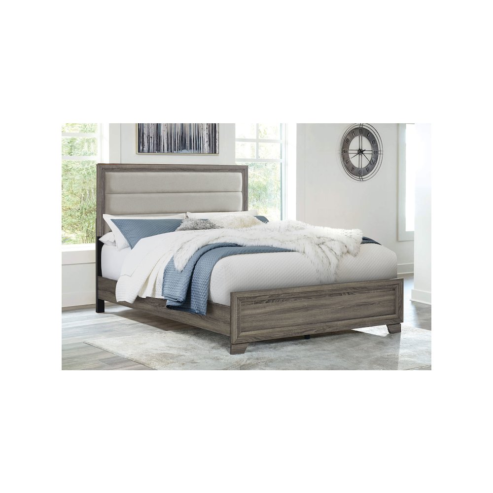 Wright 50-inch Upholstered Eastern King Bed Brown Oak. Picture 7