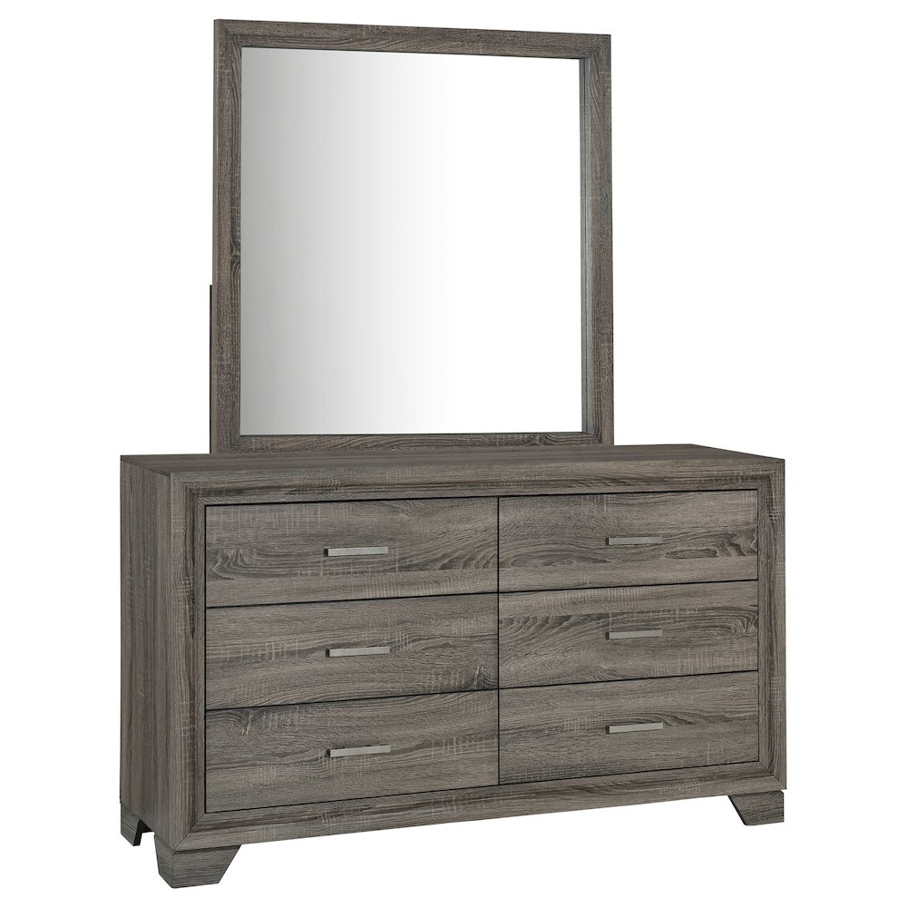 Wright 6-drawer Dresser and Mirror Brown Oak. Picture 2