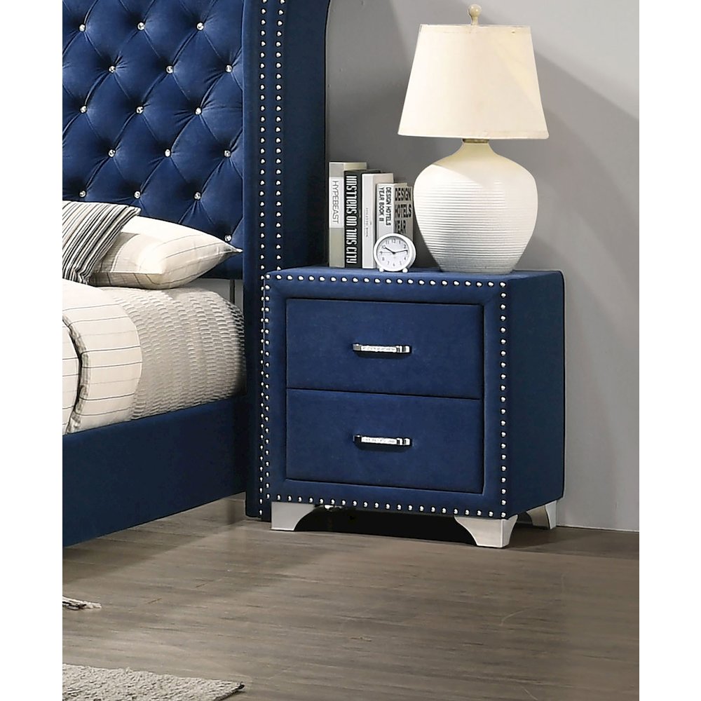 Melody Upholstered 2-drawer Nightstand Pacific Blue. Picture 4