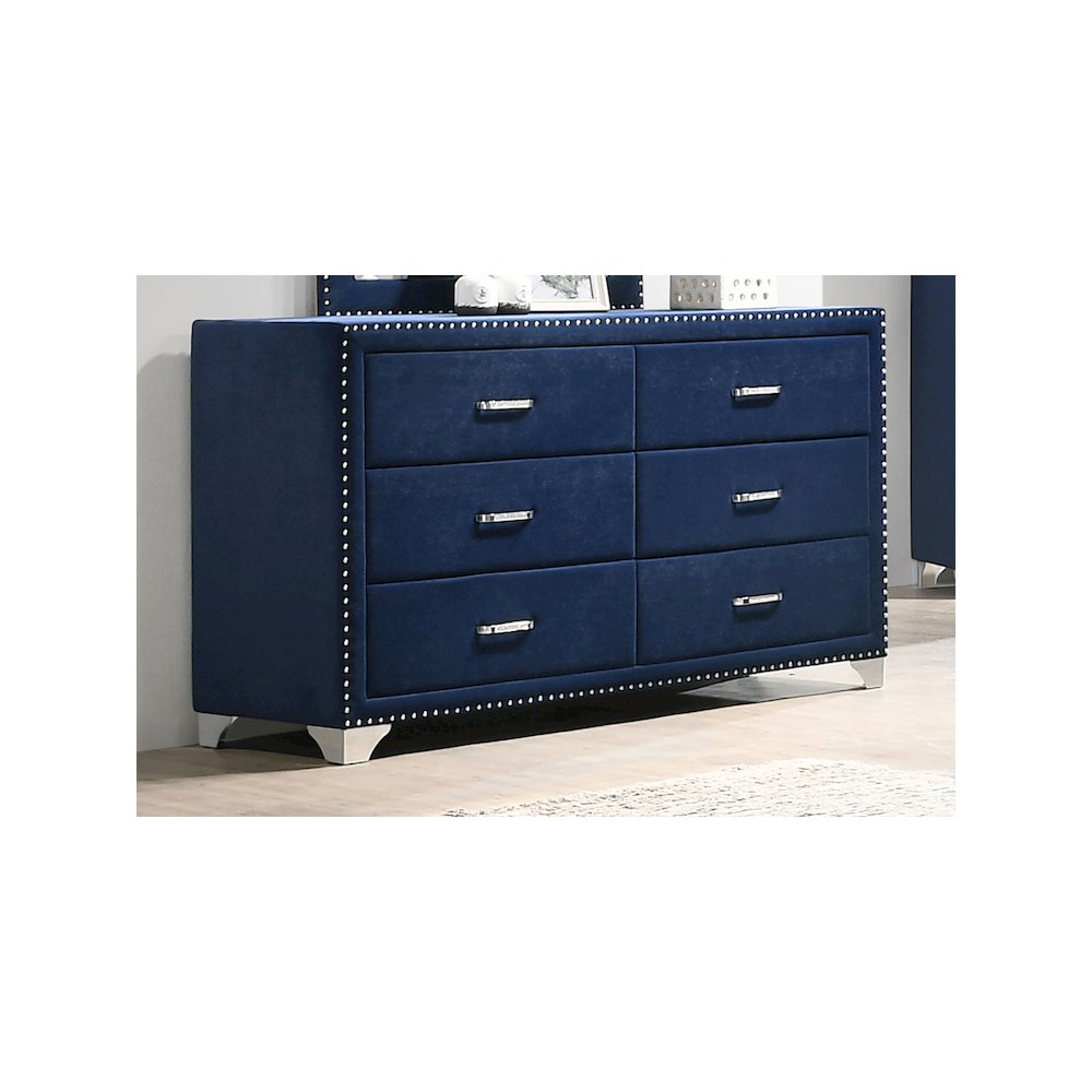 Melody 6-drawer Upholstered Dresser Pacific Blue. Picture 4