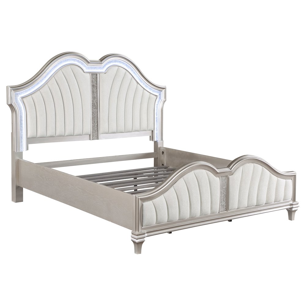 Evangeline Wood California King LED Panel Bed Silver Oak. Picture 2