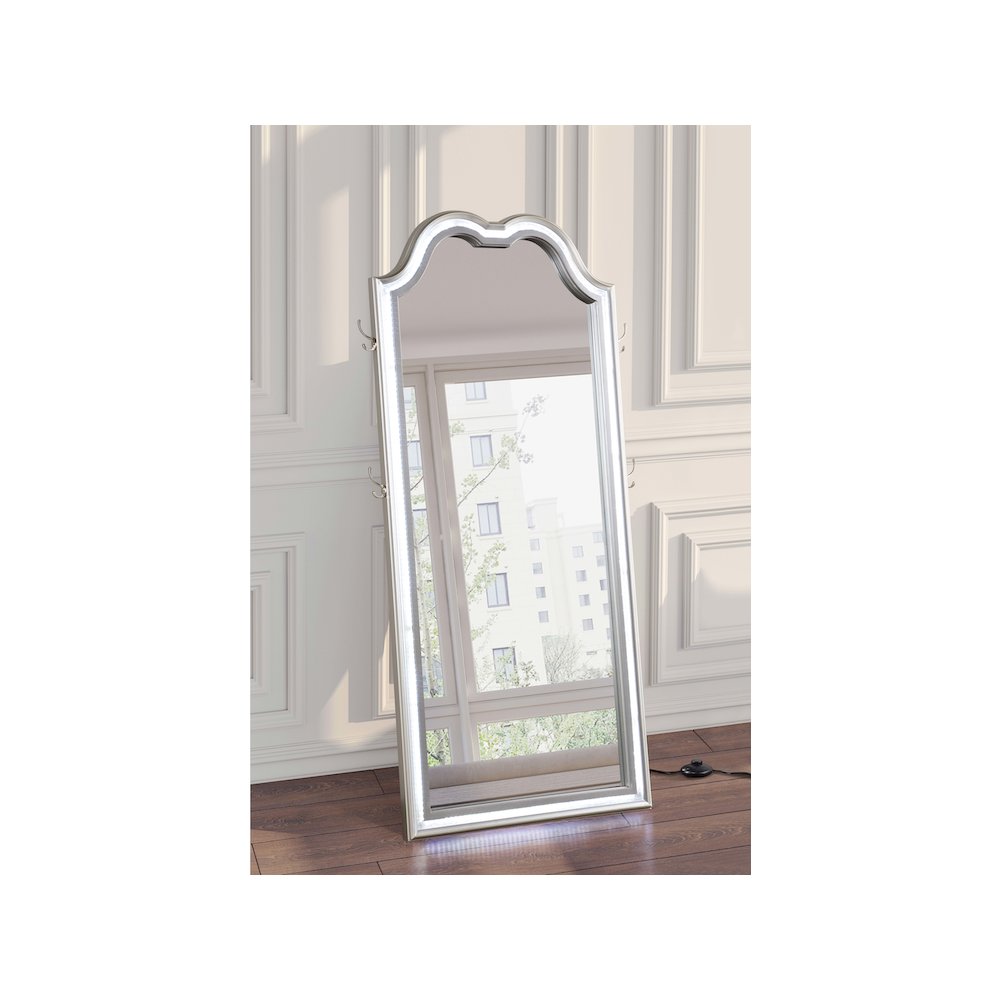 Evangeline Full Length LED Light Floor Mirror Silver Oak. Picture 10