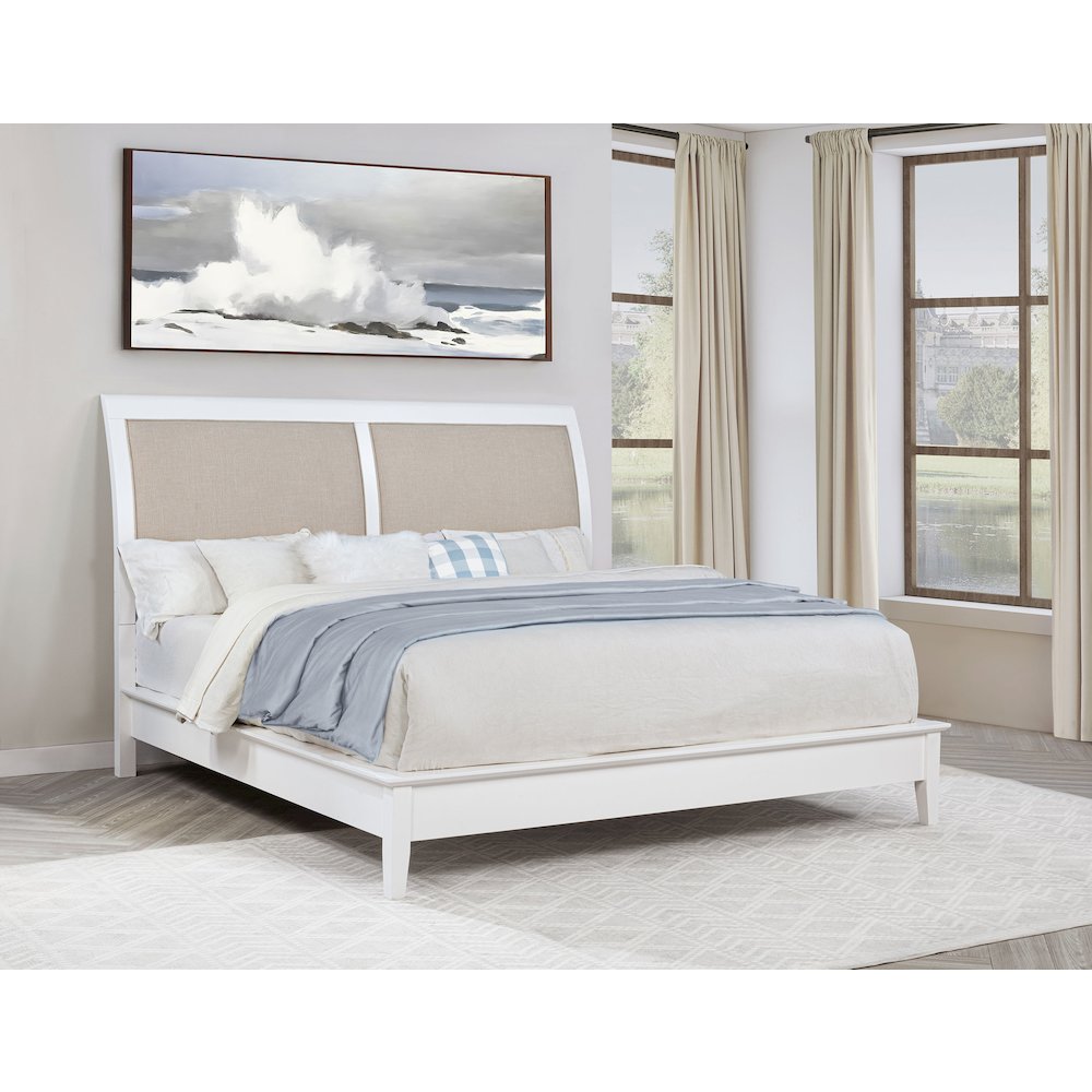 Bexhill 56-inch Upholstered Eastern King Panel Bed White. Picture 6