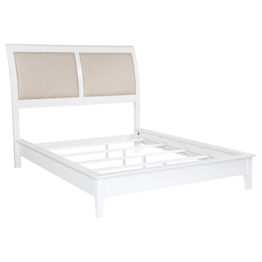 Bexhill 56-inch Upholstered Queen Panel Bed White. Picture 2