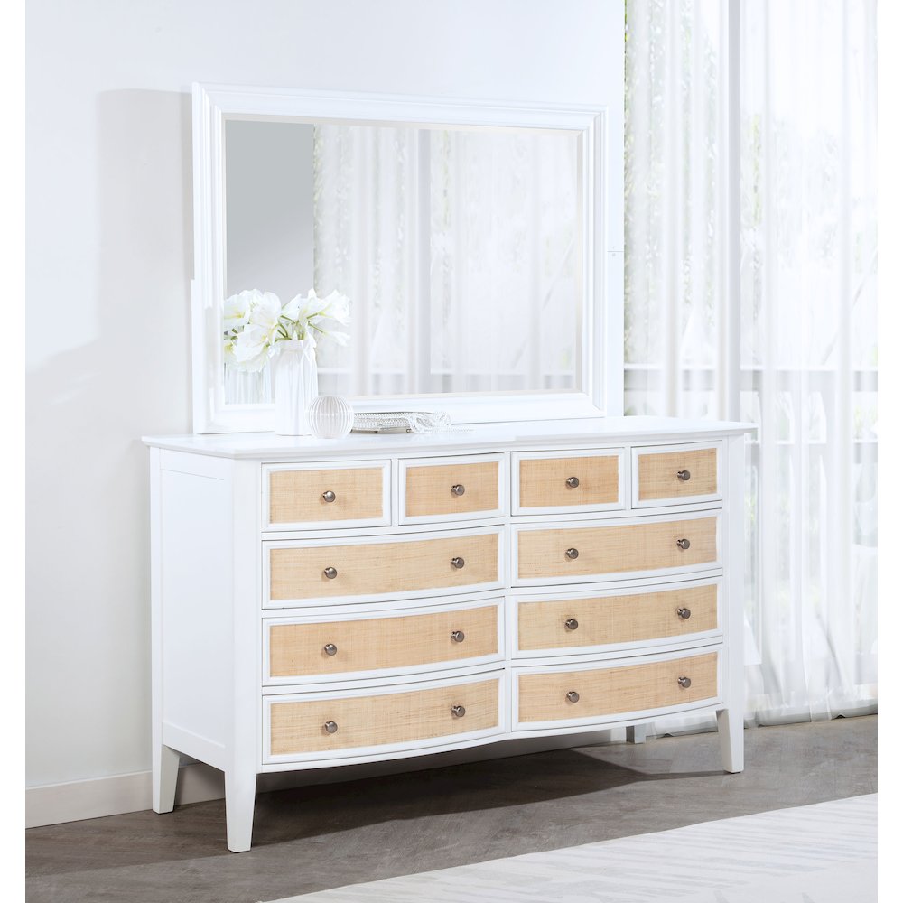 Bexhill 10-drawer Dresser and Mirror White. Picture 11