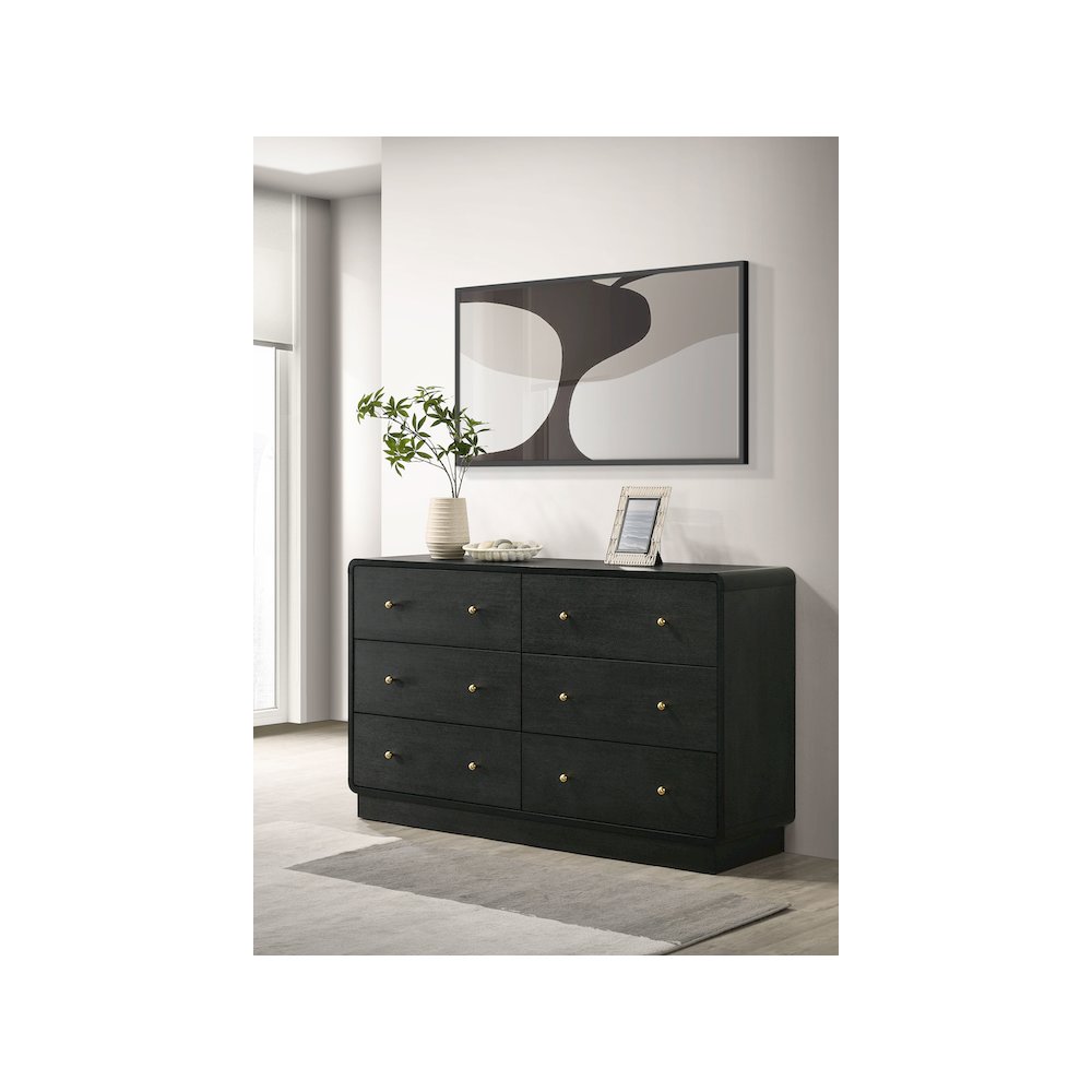 Cavelle 6-drawer Dresser Cabinet Black. Picture 11