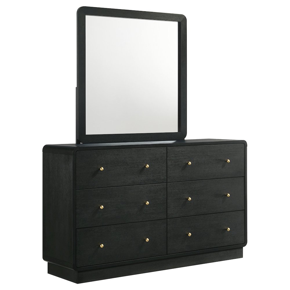 Cavelle 6-drawer Dresser and Mirror Black. Picture 2
