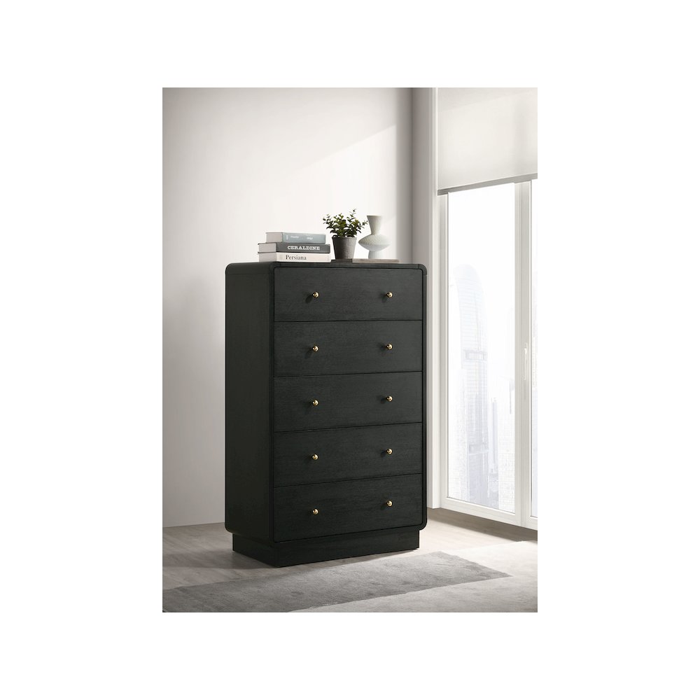 Cavelle 5-drawer Chest of Drawers Black. Picture 11