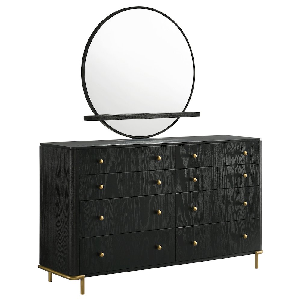 Arini 8-drawer Dresser with Mirror Black. Picture 2