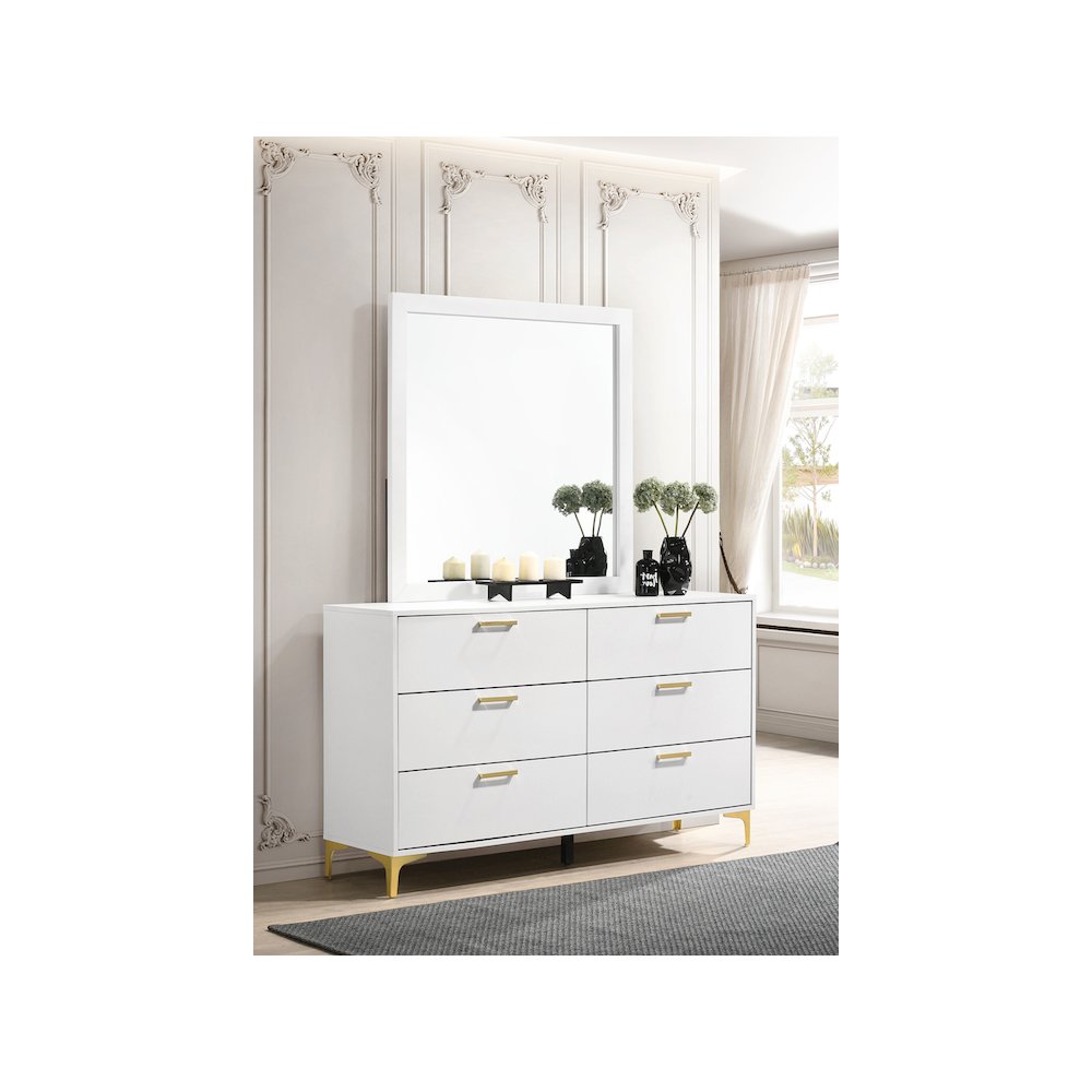 Kendall 6-drawer Dresser with Mirror White. Picture 11