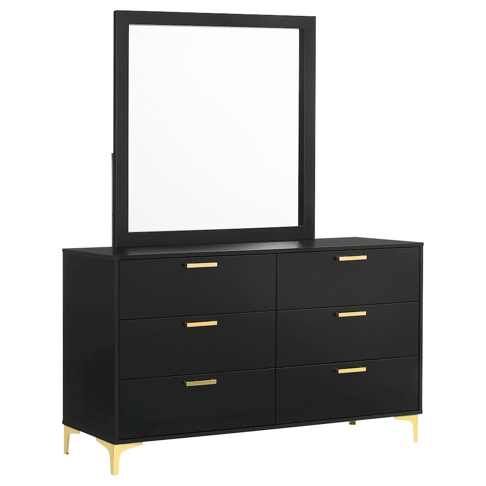 Kendall 6-drawer Dresser with Mirror Black. Picture 2