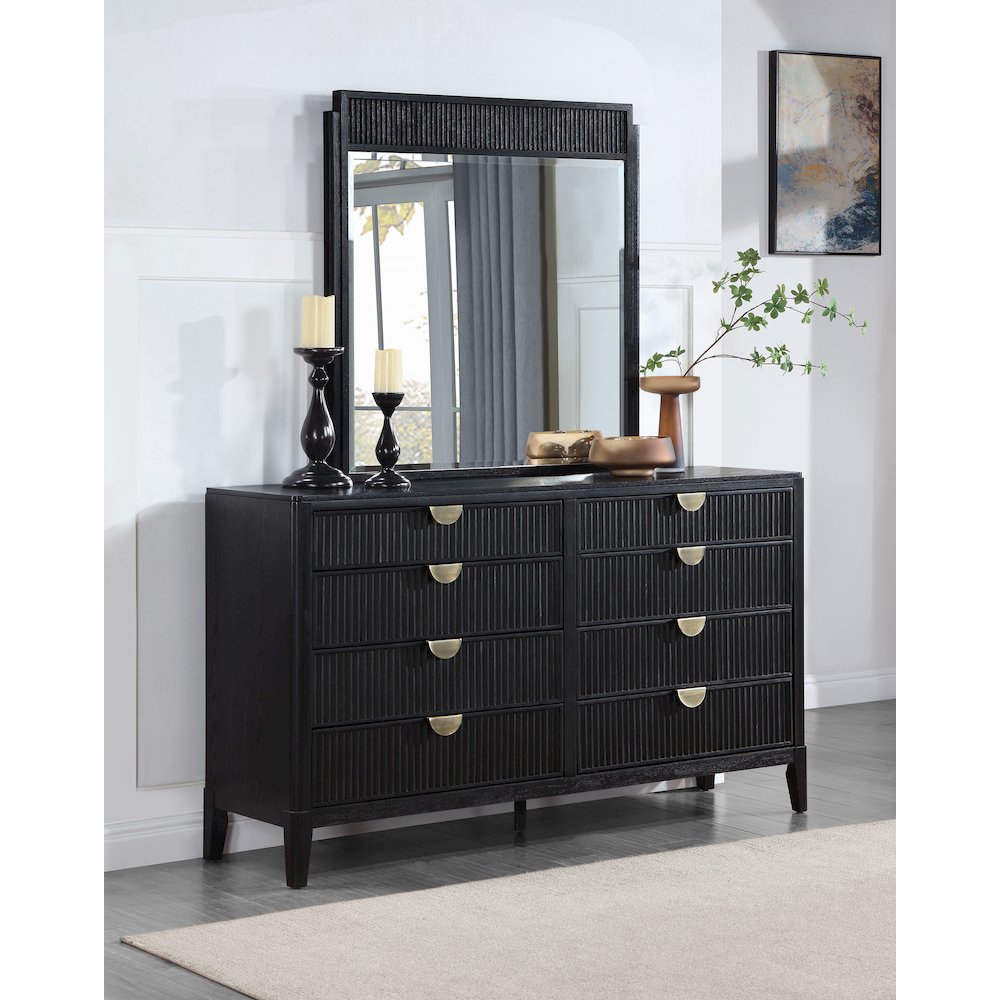 Brookmead 8-drawer Dresser with Mirror Black. Picture 11