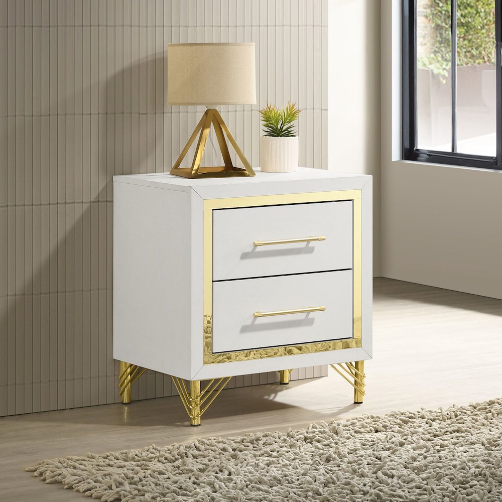 Lucia 2-drawer Nightstand Bedside Table White. Picture 11