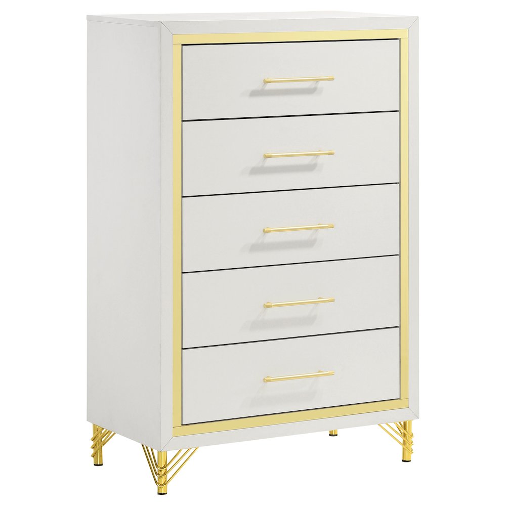 Lucia 5-drawer Bedroom Chest of Drawers White. Picture 2