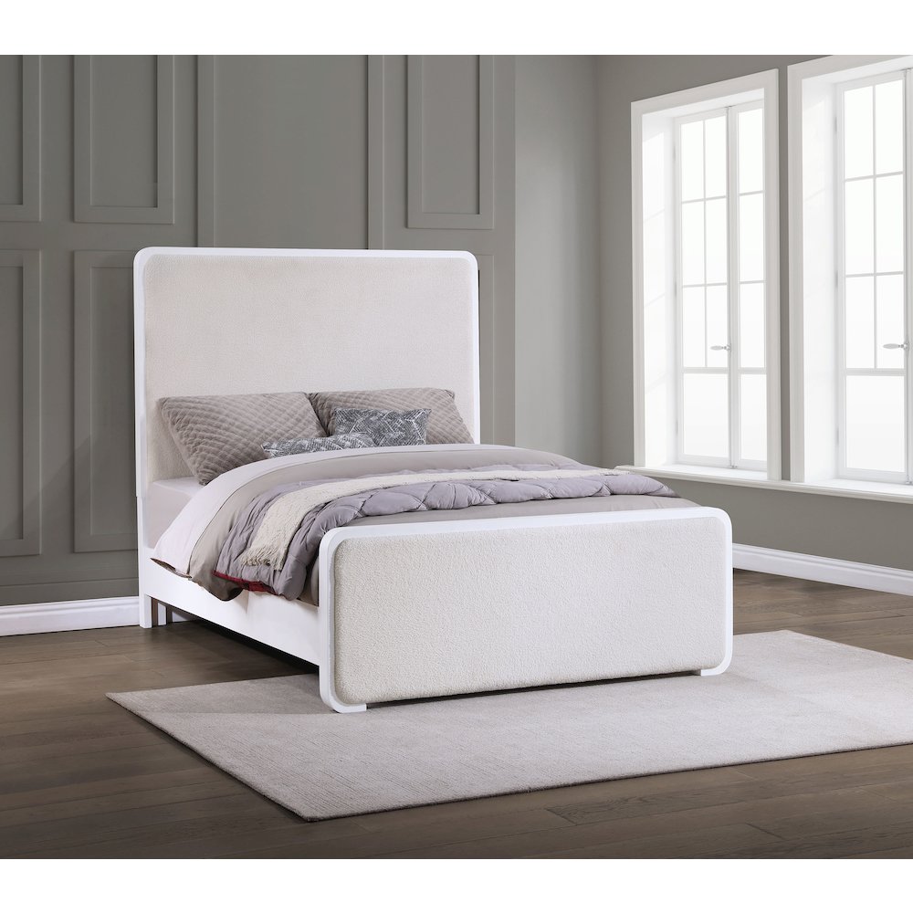 Anastasia Upholstered Queen Panel Bed Pearl White. Picture 6