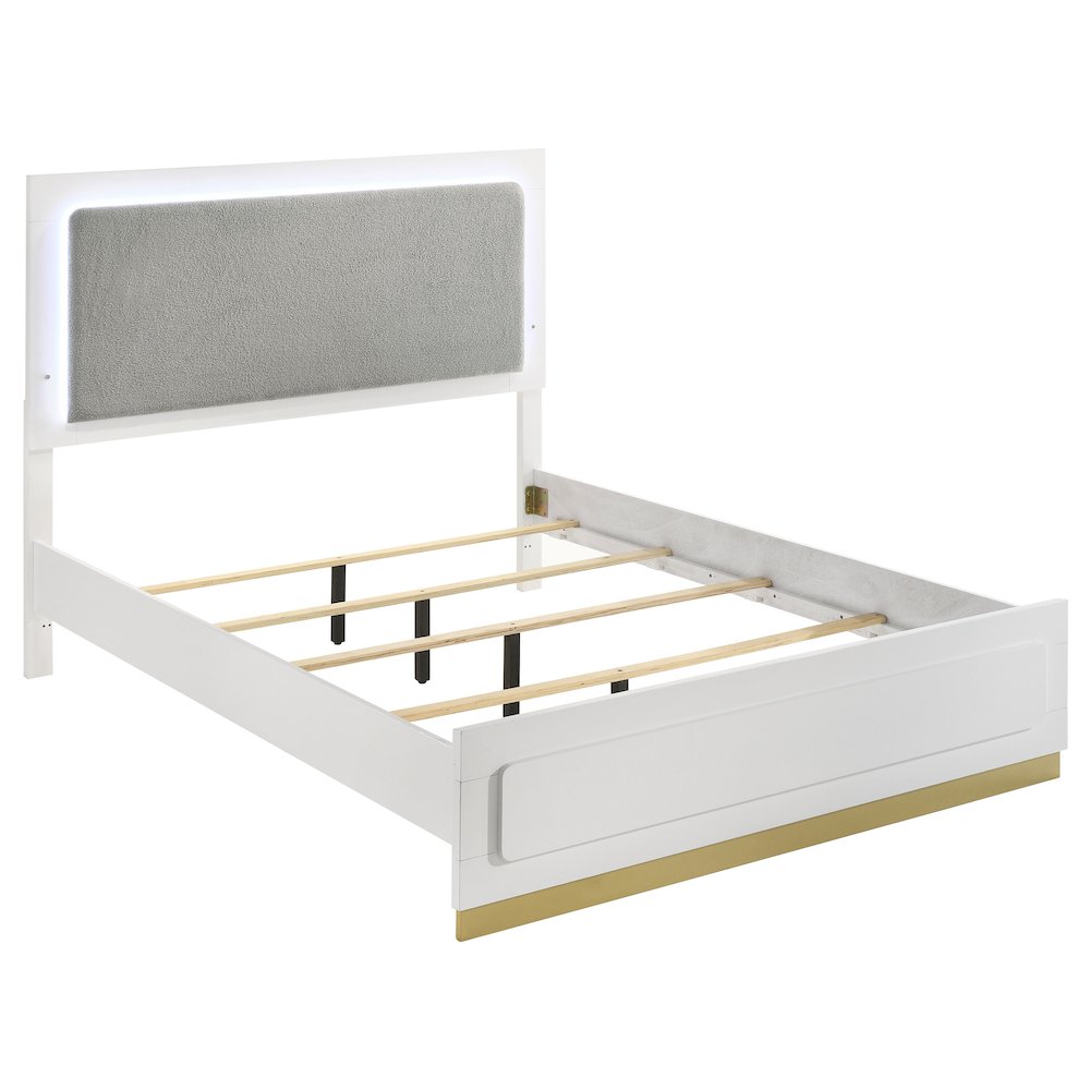 Caraway Wood Eastern King LED Panel Bed White. Picture 2