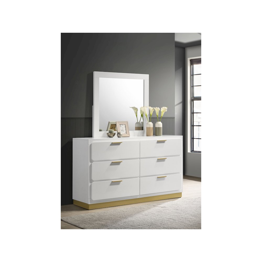 Caraway 6-drawer Dresser with Mirror White. Picture 11