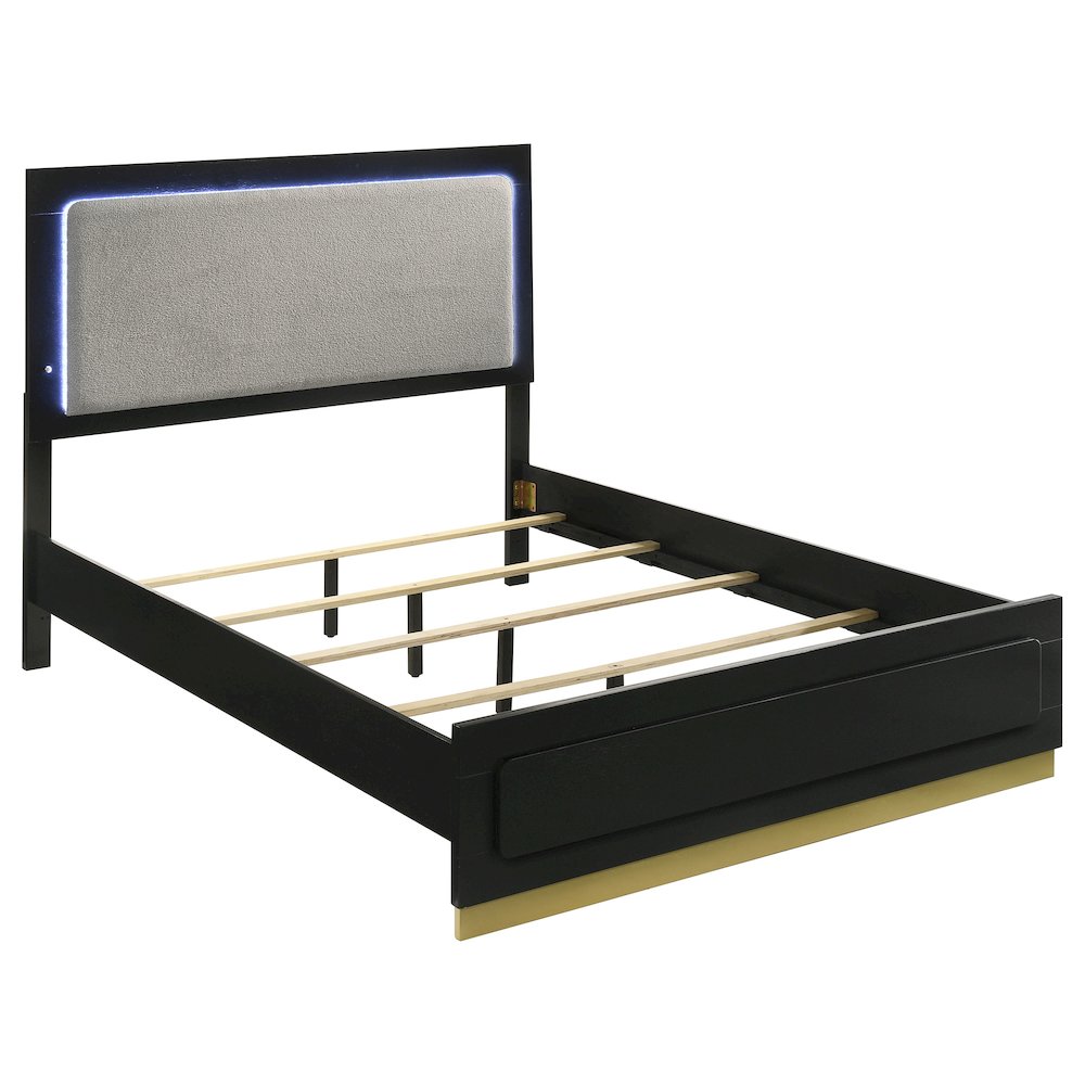 Caraway Wood California King LED Panel Bed Black. Picture 2