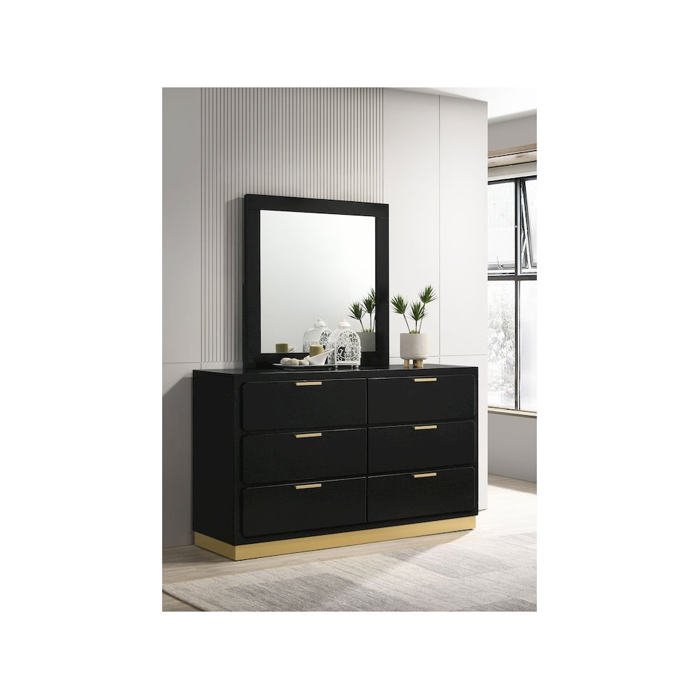 Caraway 6-drawer Dresser with Mirror Black. Picture 11