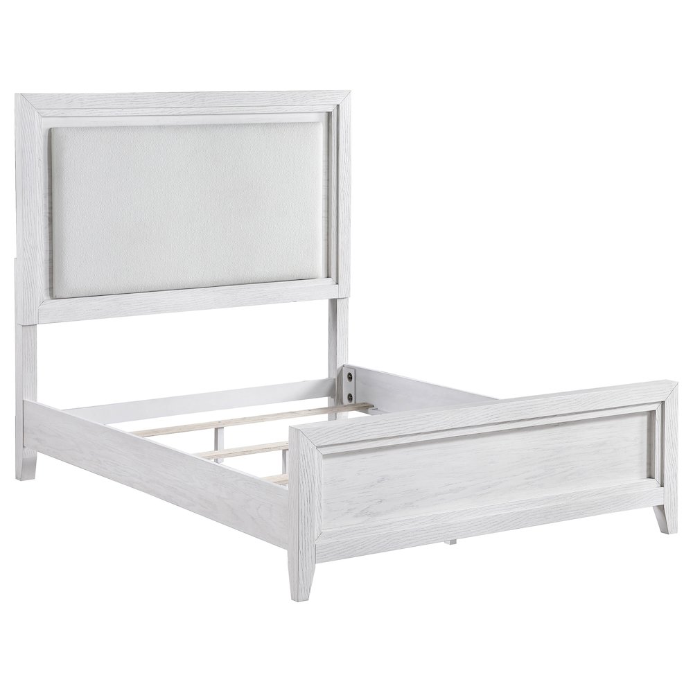 Marielle California King Panel Upholstered Bed Distressed White. Picture 2