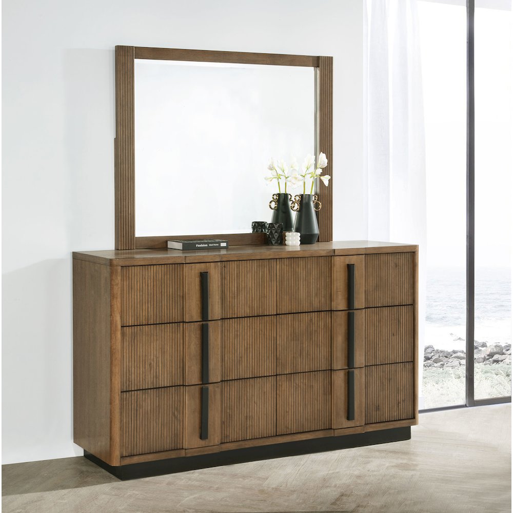 Terrace 6-drawer Dresser and Mirror Ash Brown. Picture 11