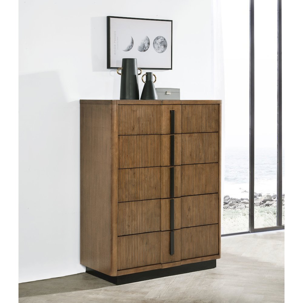 Terrace 5-drawer Chest of Drawers Ash Brown. Picture 11