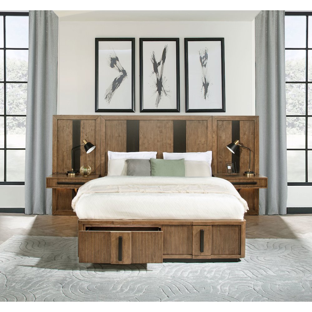 Terrace 2-piece Wall Panel with Nightstand Set Ash Brown. Picture 6