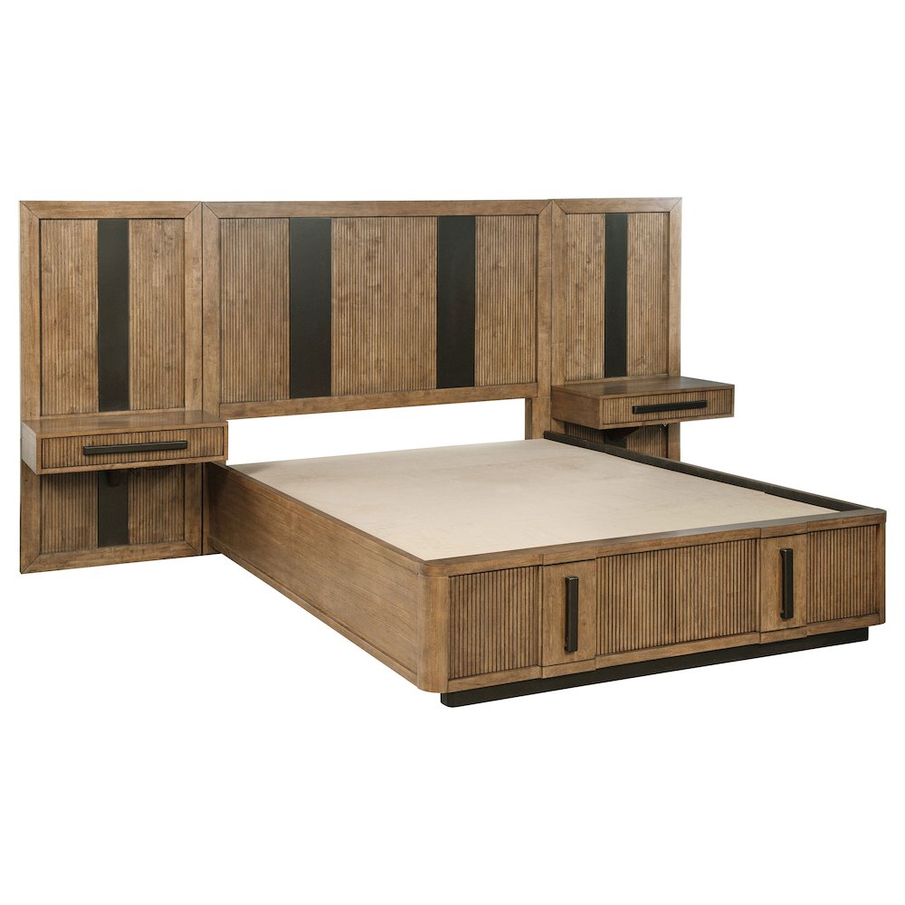 Terrace 2-piece Wall Panel with Nightstand Set Ash Brown. Picture 2