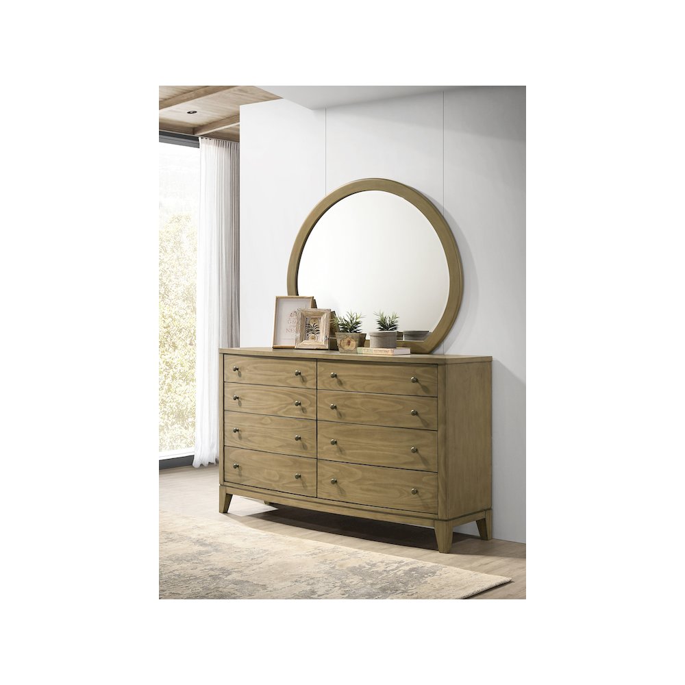 Granada 8-drawer Dresser and Mirror Natural Pine. Picture 11