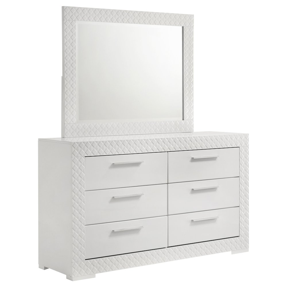 Ives 6-drawer Dresser and Mirror White High Gloss. Picture 2