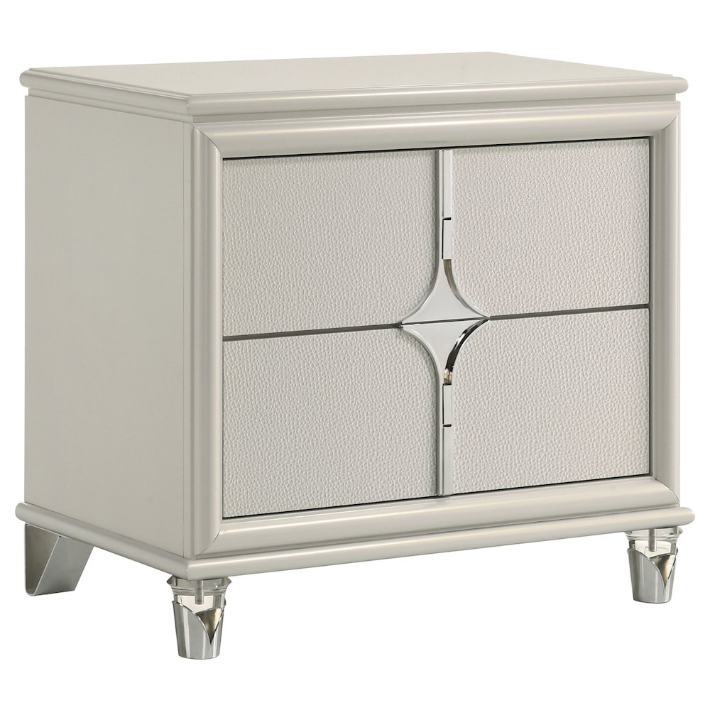 Olivia 2-drawer Nightstand Bedside Table Pearl White. Picture 2