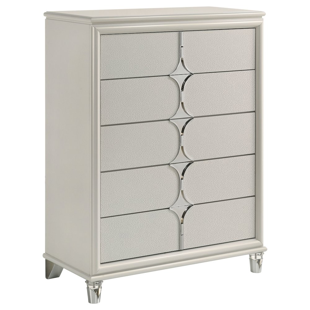 Olivia 5-drawer Bedroom Chest of Drawers Pearl White. Picture 2