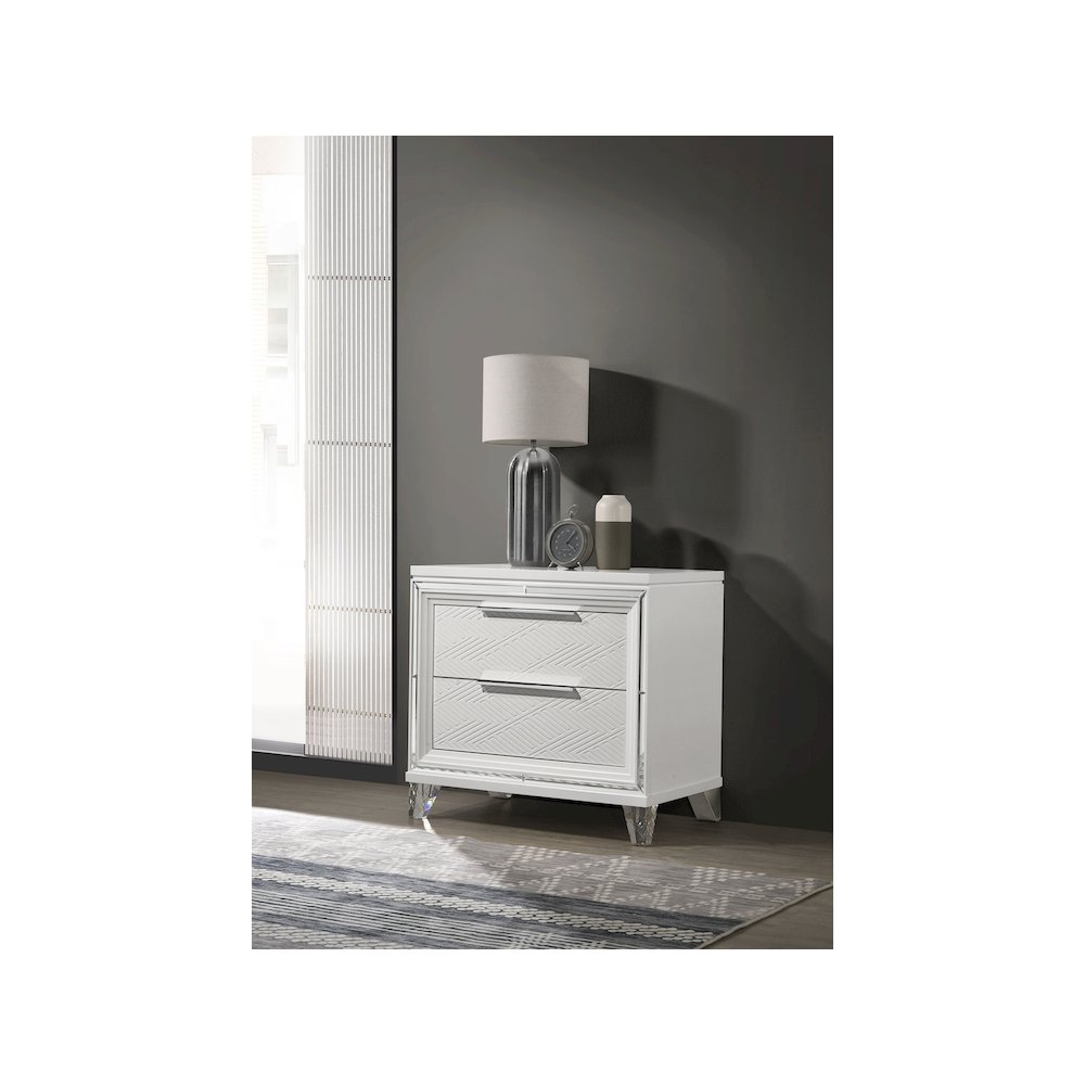 Marmore 2-drawer Nightstand Bedside Table White. Picture 11