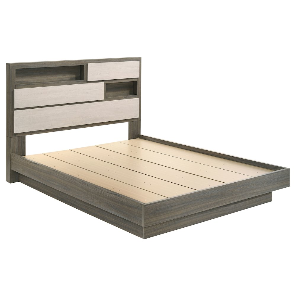 Fenwick California King Bed Bookcase Headboard Grey Oak. Picture 2