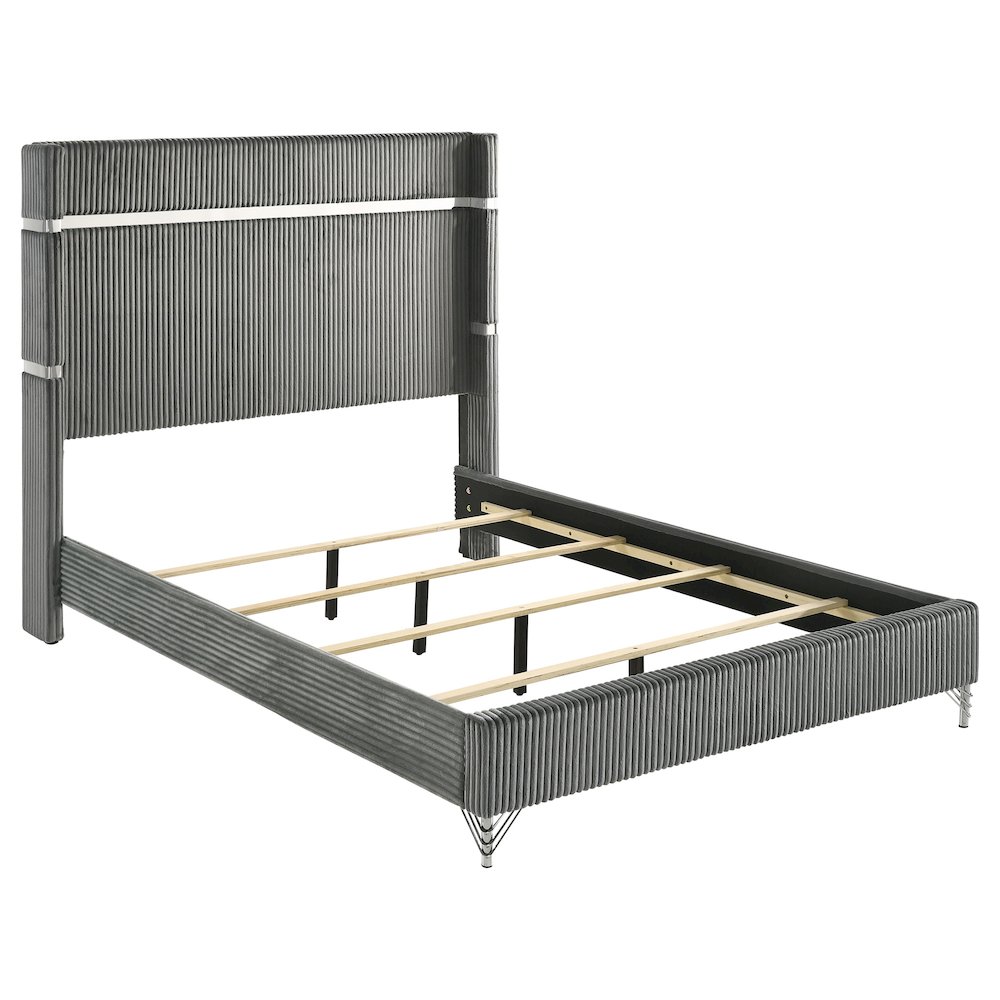 Lucia 61-inch Upholstered Eastern King Wingback Bed Grey. Picture 2