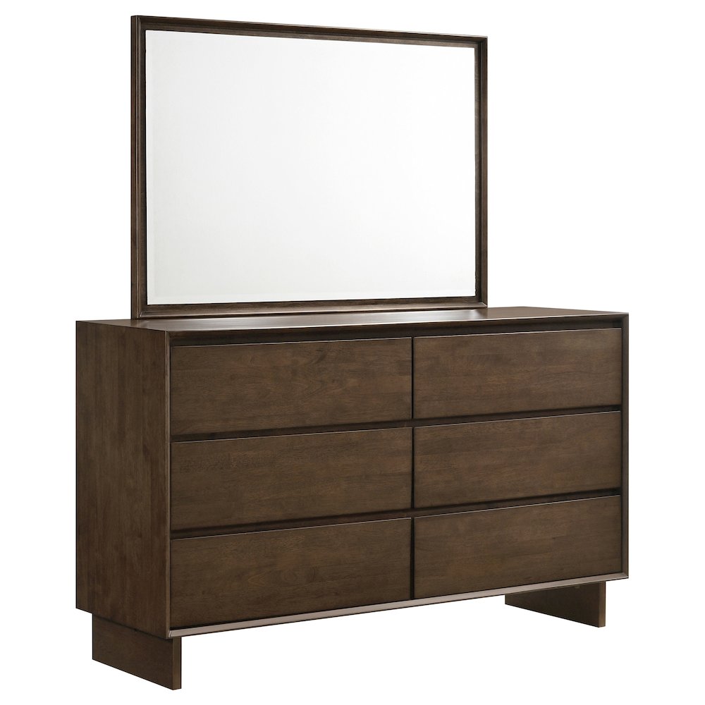 Glenwood 6-drawer Dresser and Mirror Warm Brown. Picture 2