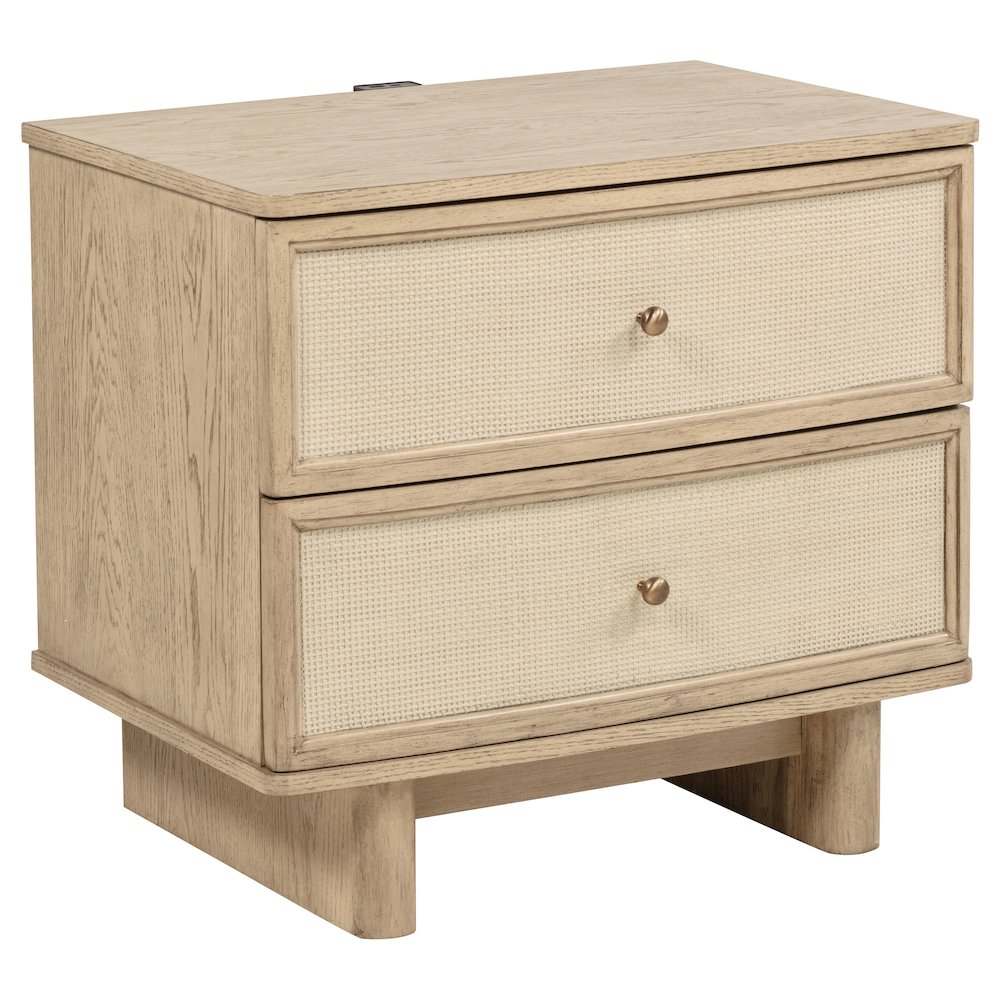 Kailani 2-drawer Nightstand Bedside Table Beige Oak. Picture 2