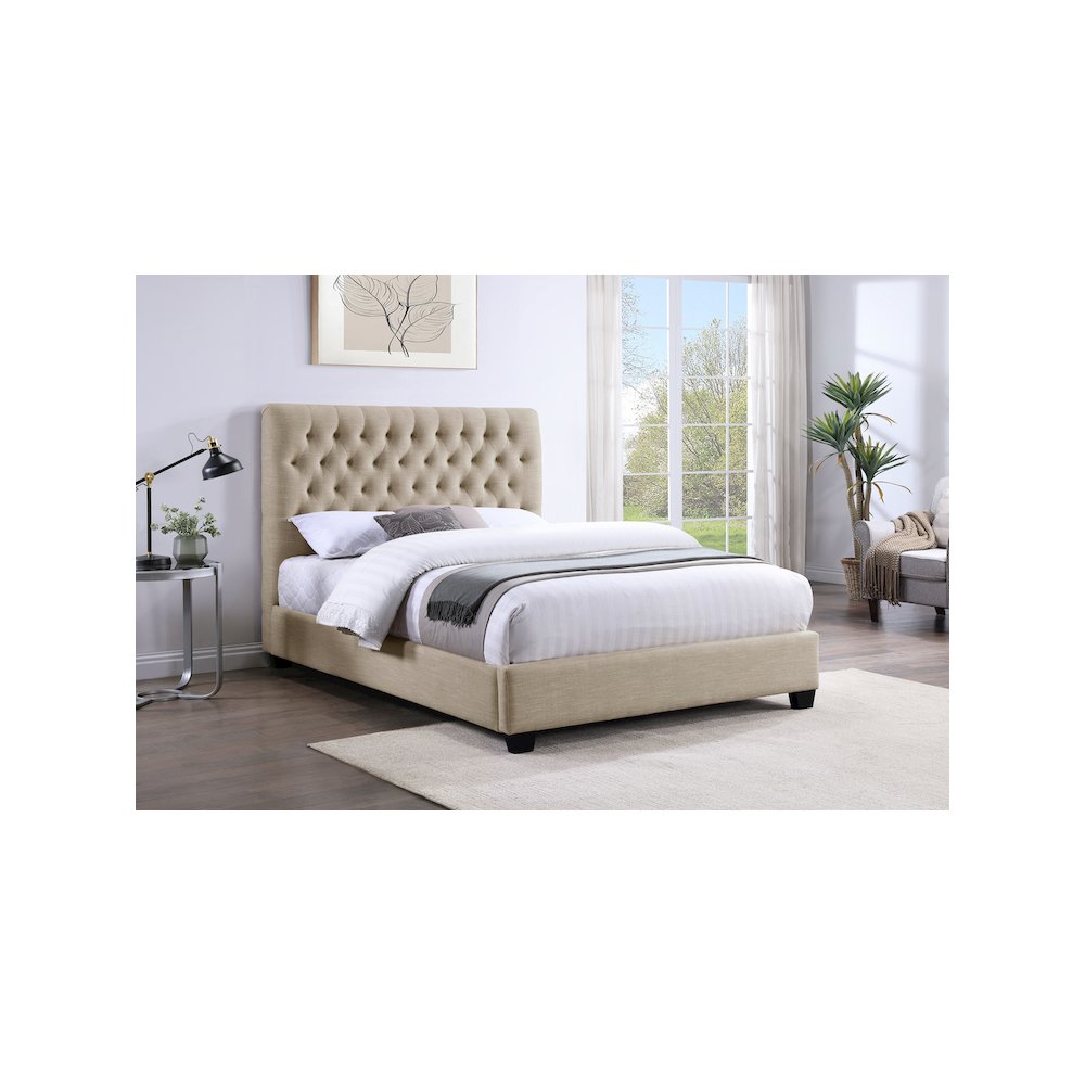 Chloe Upholstered Full Panel Bed Oatmeal. Picture 6