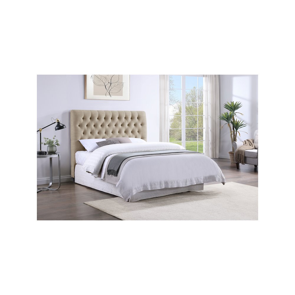 Chloe Upholstered Full Panel Headboard Oatmeal. Picture 4