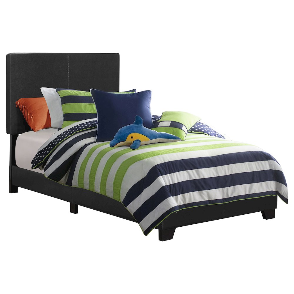 Dorian Upholstered Twin Panel Bed Black. Picture 2