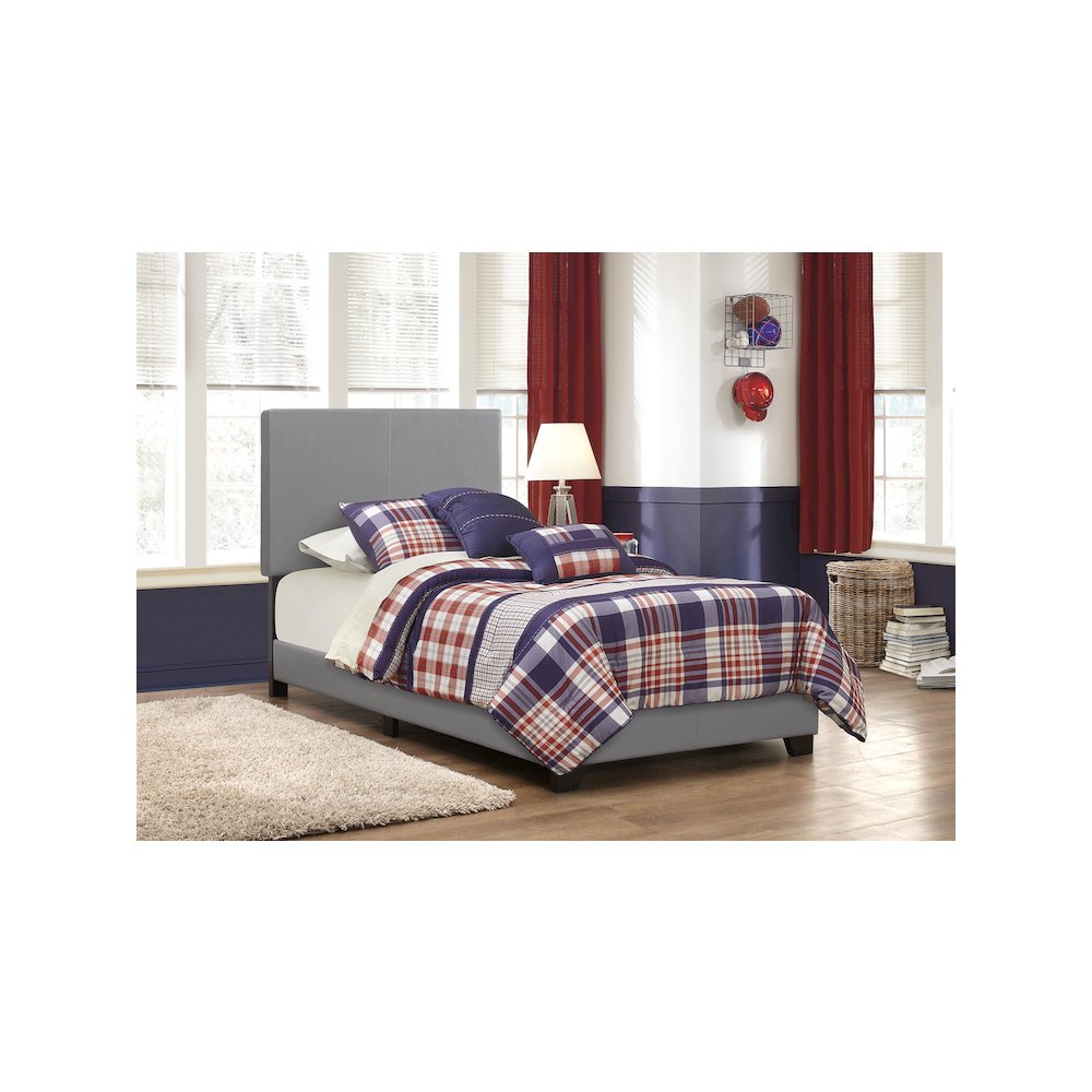 Dorian Upholstered Twin Panel Bed Grey. Picture 4