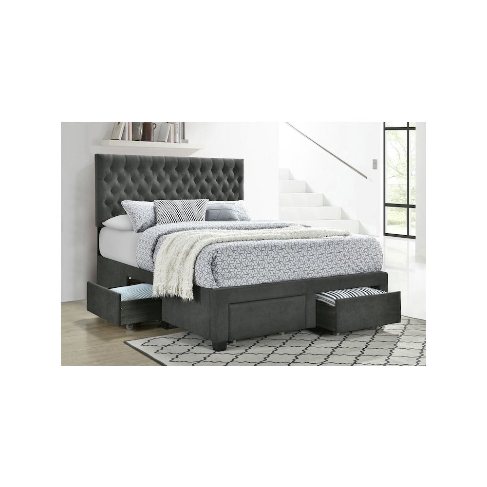 Soledad Upholstered Full Storage Panel Bed Grey. Picture 4