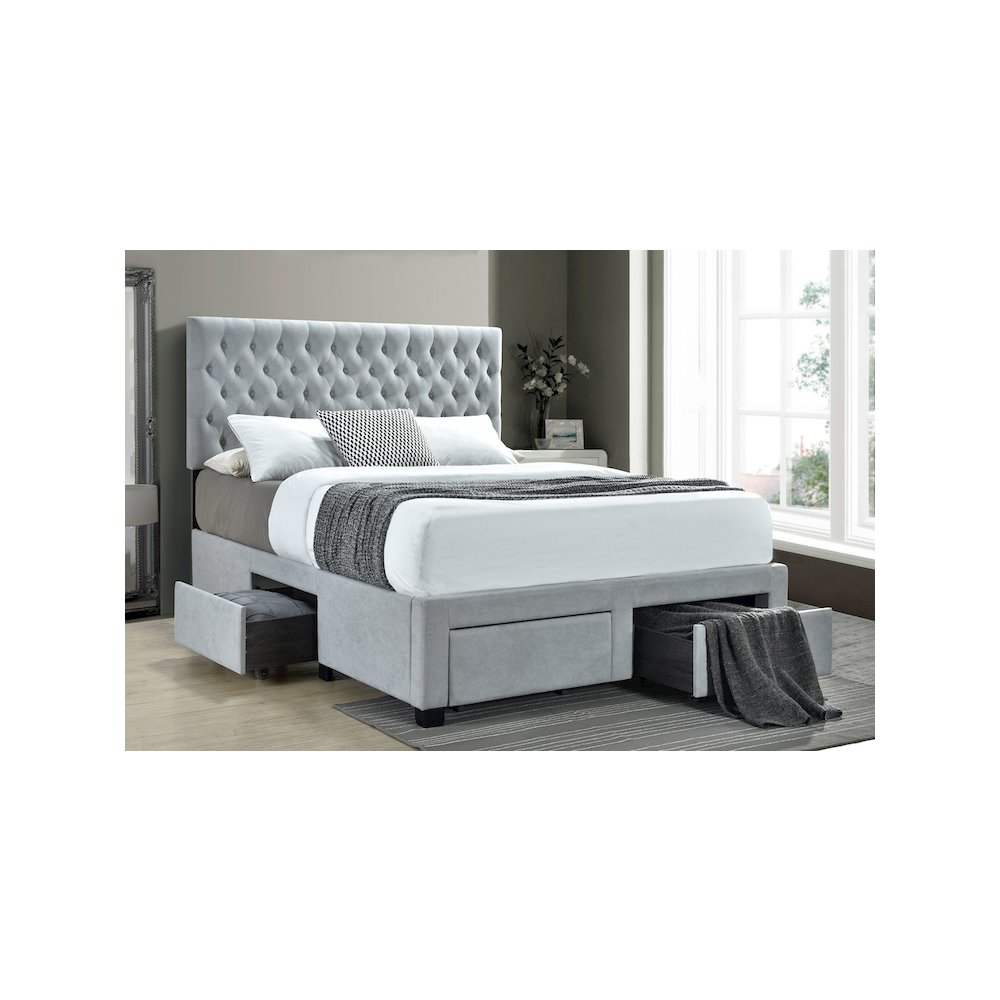 Soledad Upholstered Eastern King Storage Bed Light Grey. Picture 4