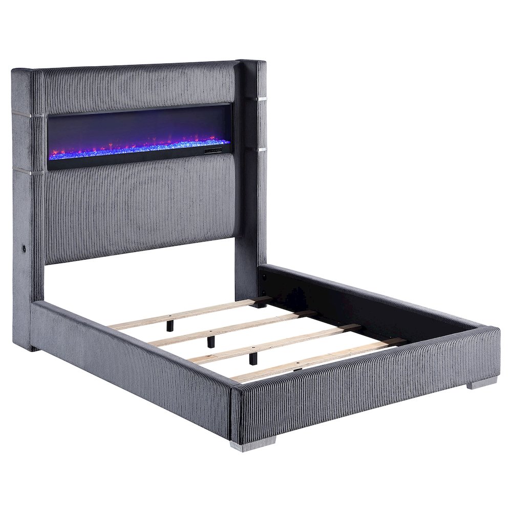 Tisdall 67-inch Upholstered Cal King Fireplace Bed Grey. Picture 2