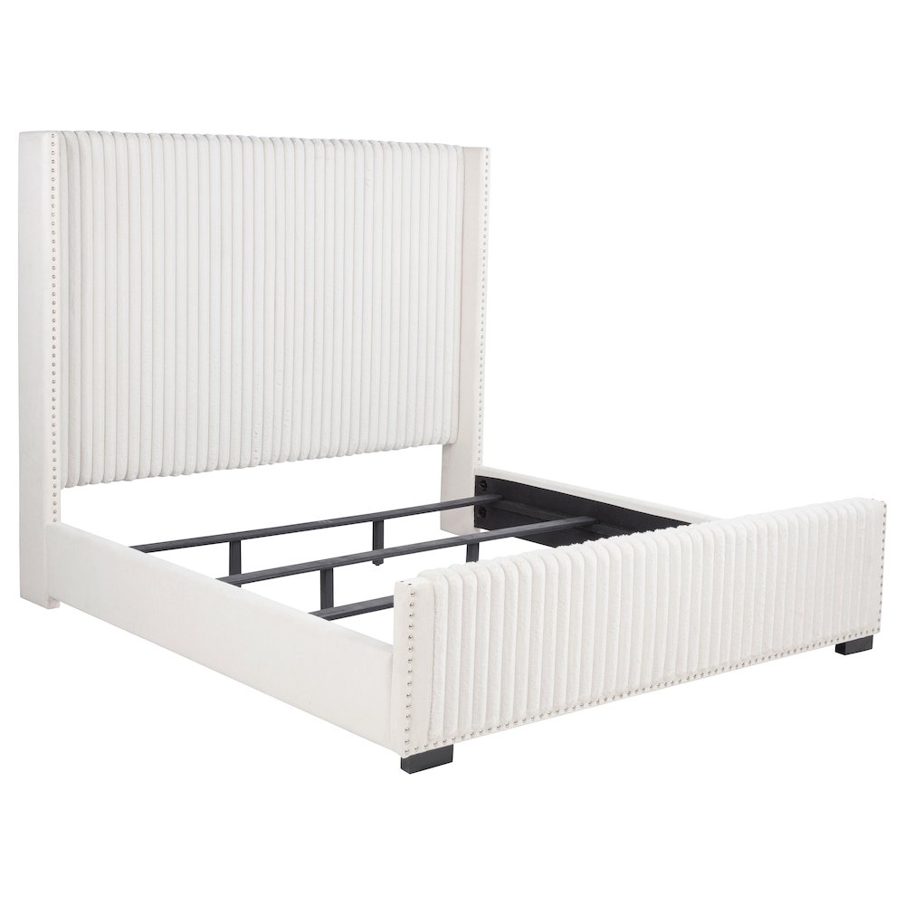Natasha 65-inch Upholstered Eastern King Wingback Bed Cream. Picture 2