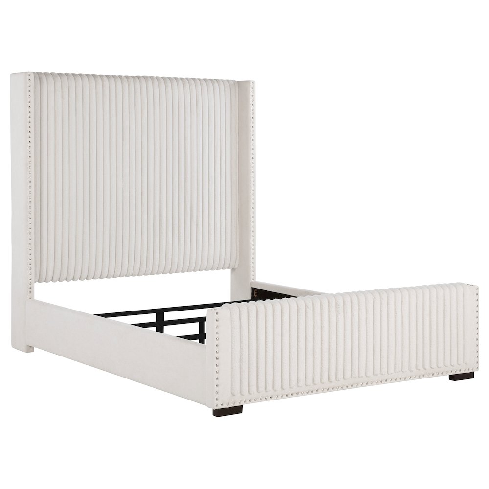Natasha 65-inch Upholstered Queen Wingback Bed Cream. Picture 2